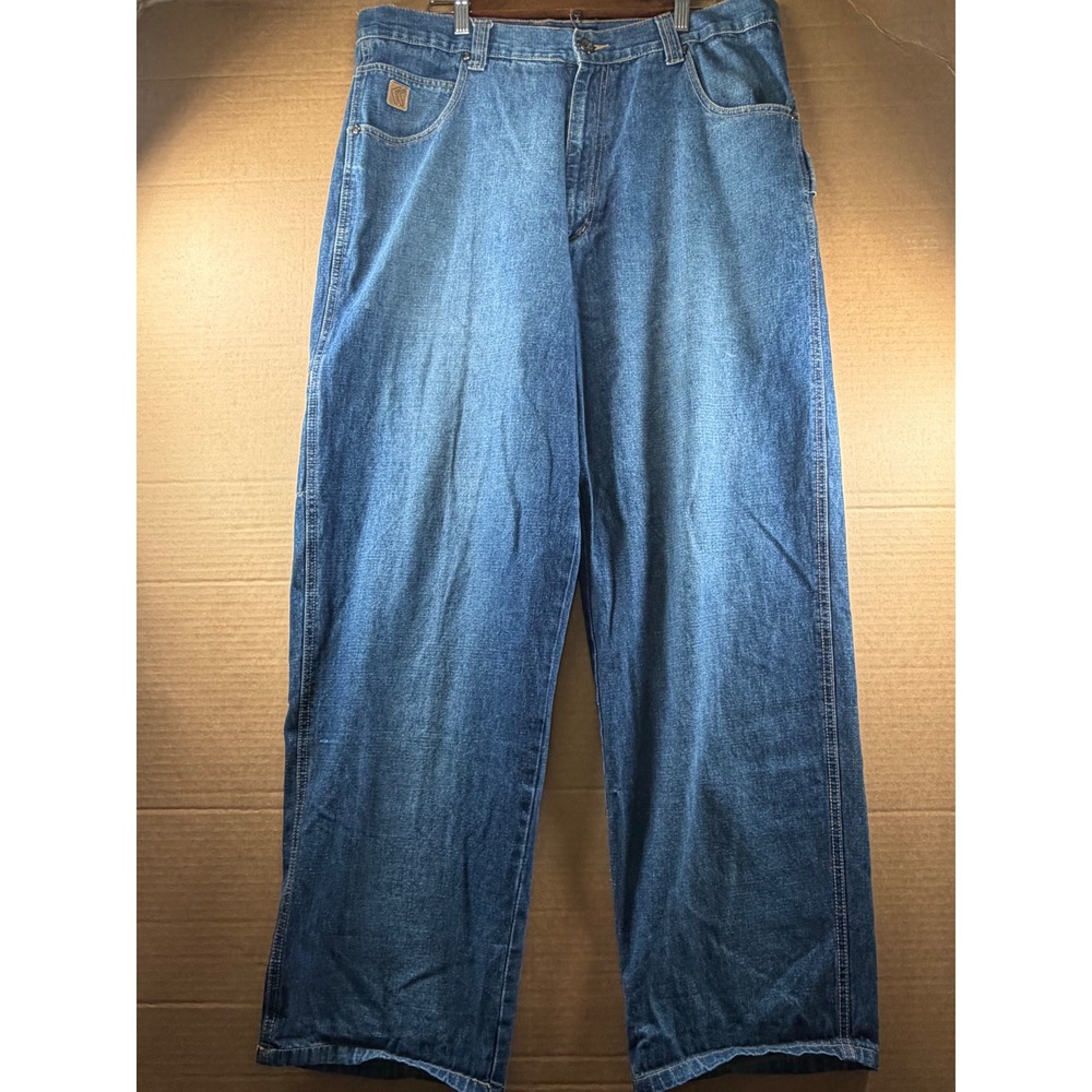 Karl Kani Carpenter Jeans Mens 38x32 Blue Baggy Wide Leg Denim Vintage Hip Hop